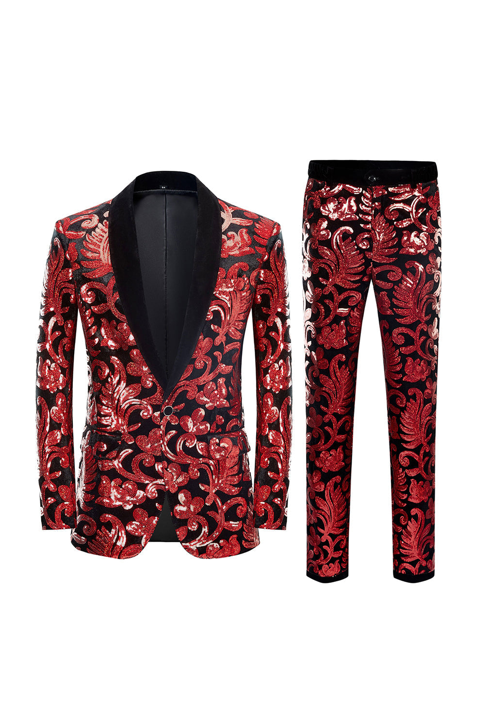 Royal Blue Sequins Men's 2 Piece Suits