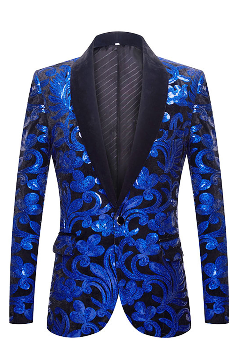 Royal Blue Sequins Men's 2 Piece Suits