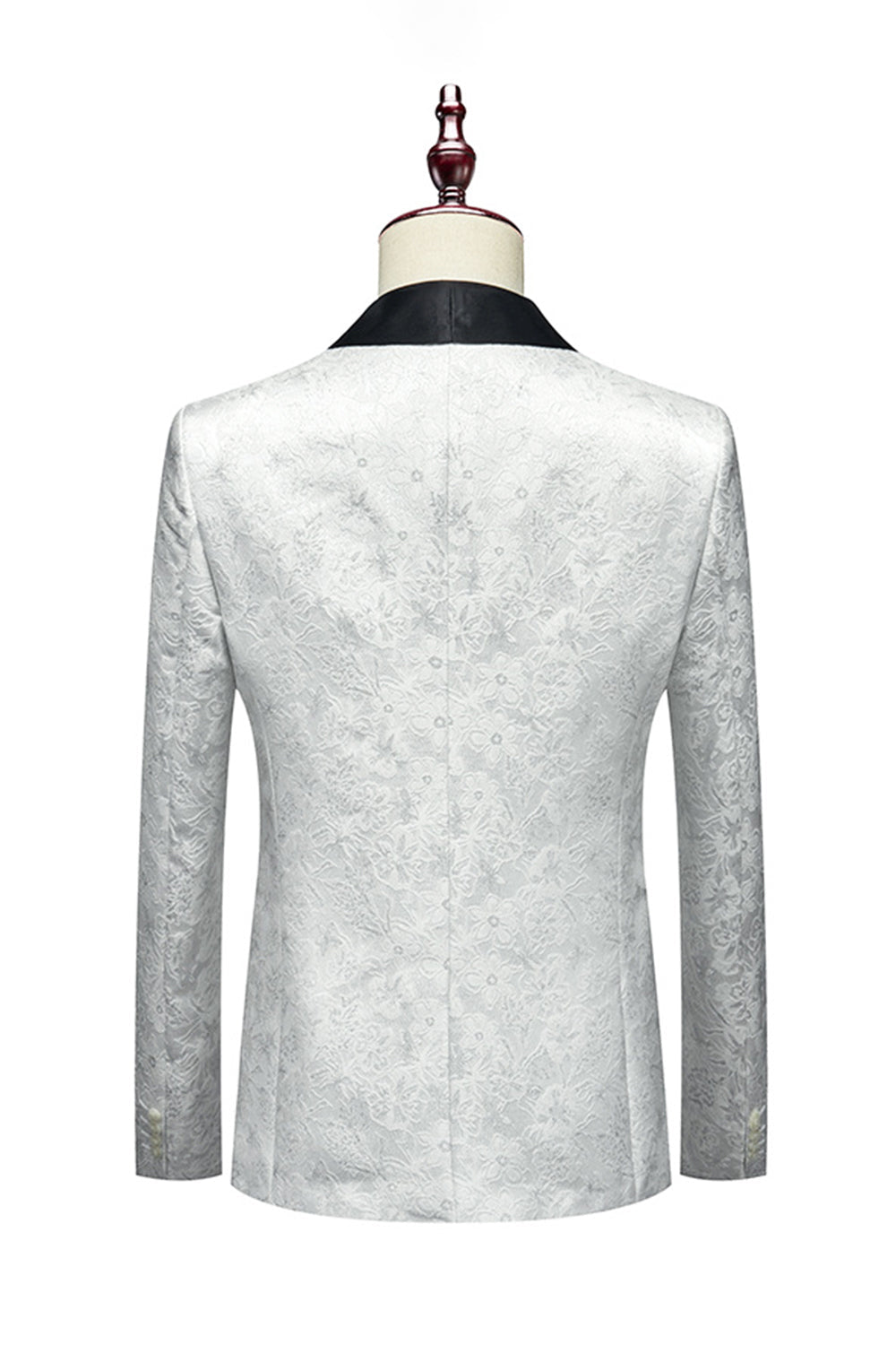 Costumes 3 pièces pour homme avec col châle jacquard blanc
