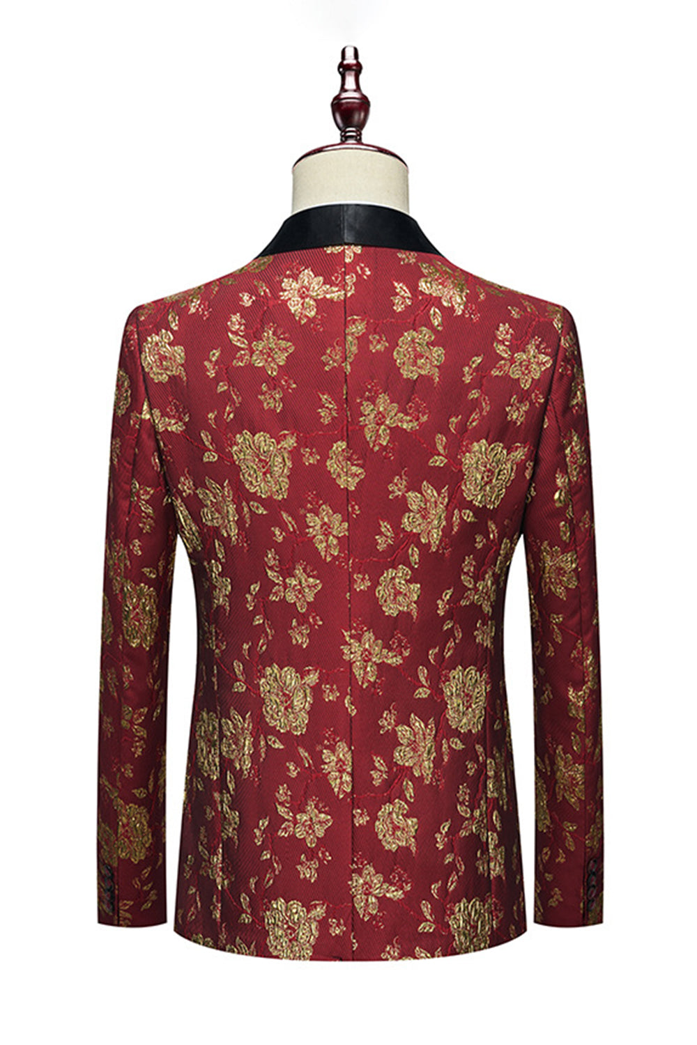 Red Jacquard Shawl Lapel 3-Piece Men's Suits