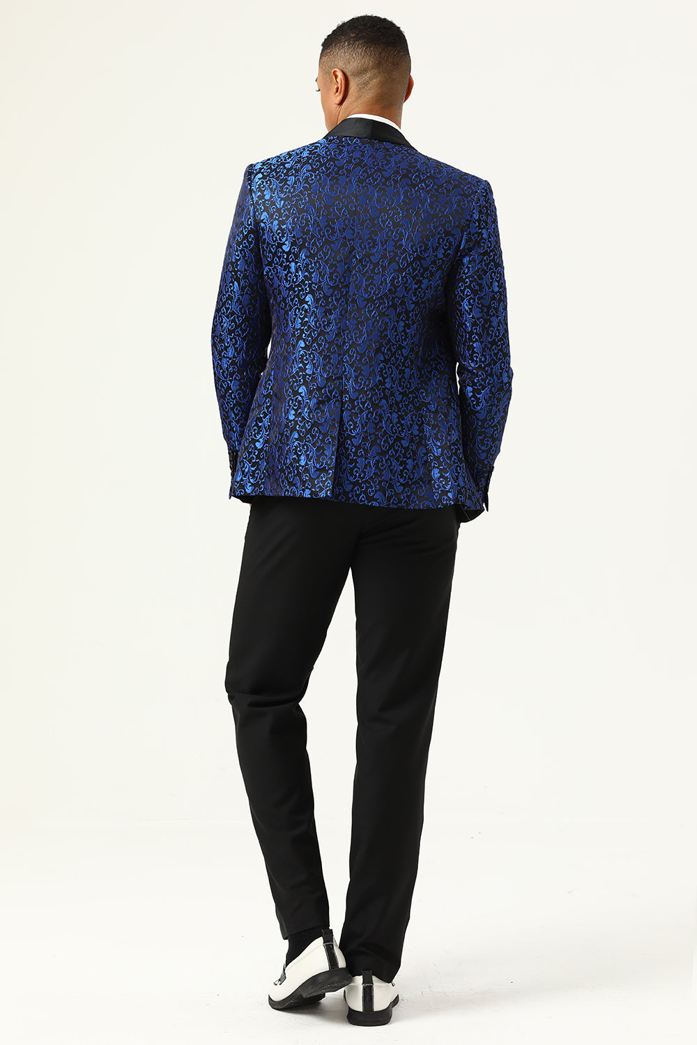 Blazer de bal jacquard pour homme à revers châle rouge, un bouton