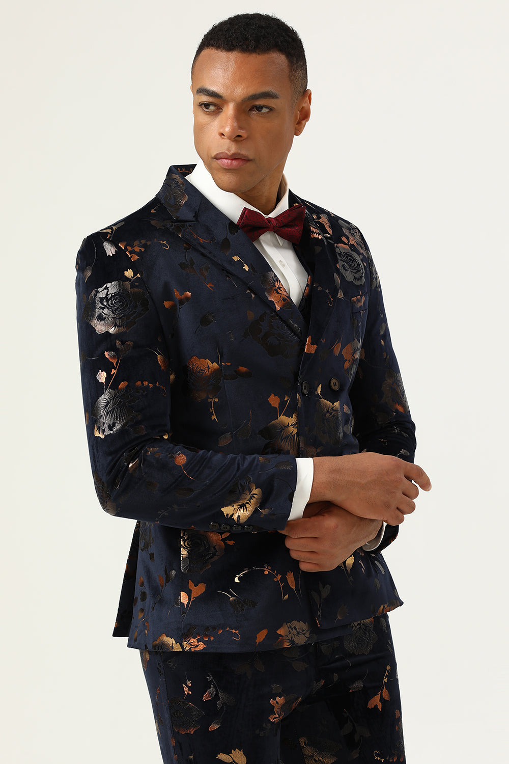 Costume de bal croisé noir pour homme à revers crantés