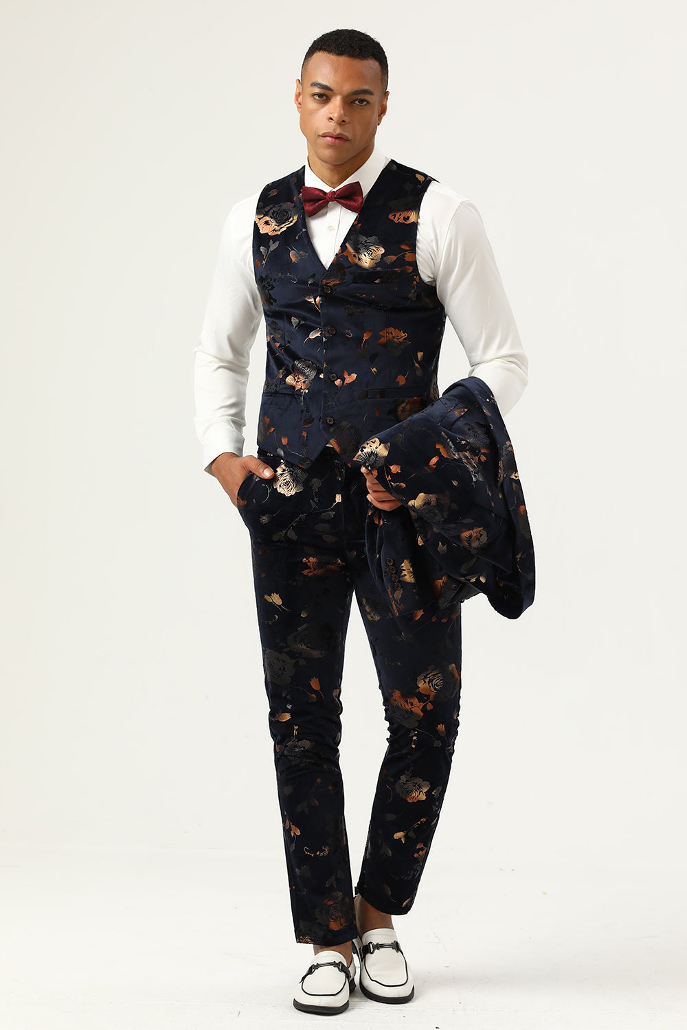 Costume de bal croisé noir pour homme à revers crantés