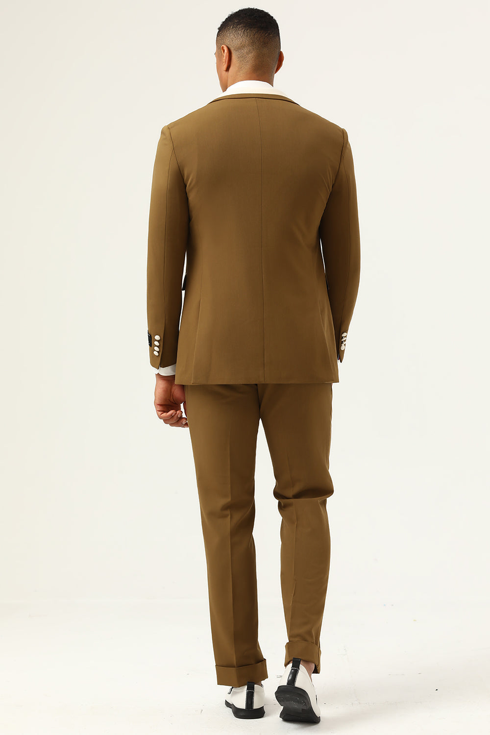 Costumes de bal pour homme un bouton à revers crantés marron
