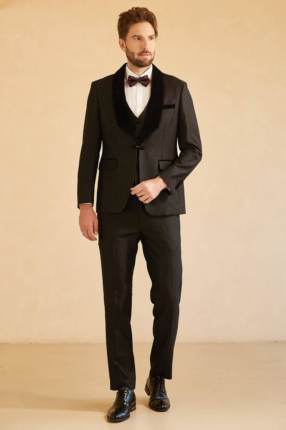Costume homme bouton unique à revers châle bleu marine