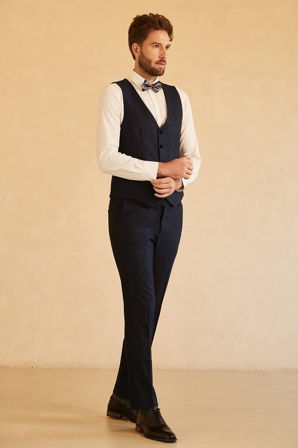 Costume homme bouton unique à revers châle bleu marine