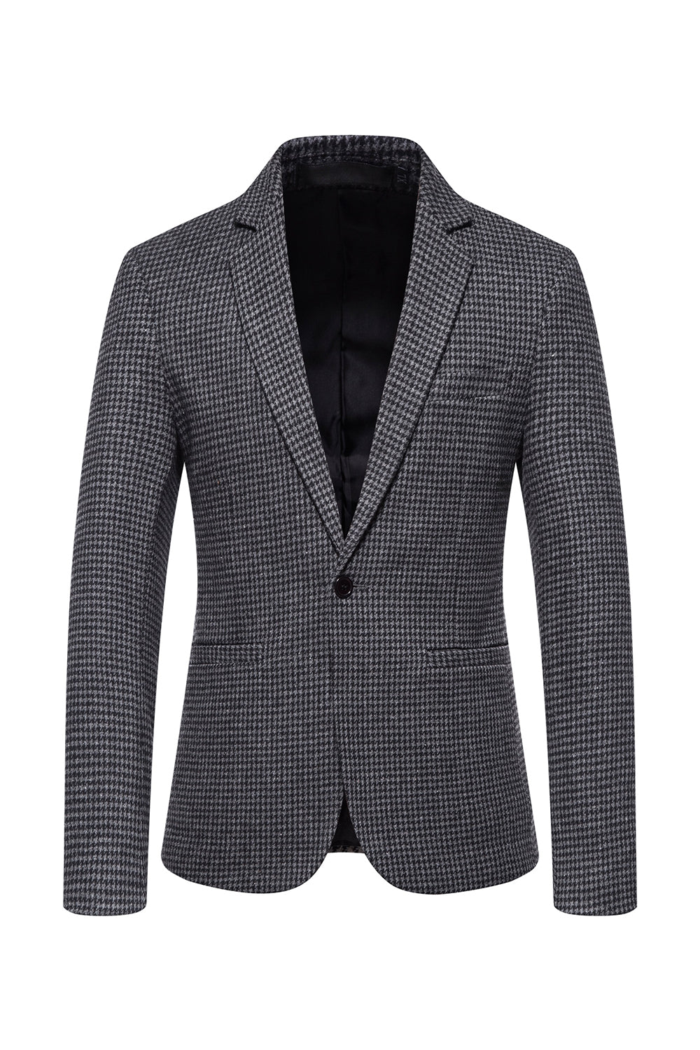Khaki Plaid One-Button Men's Blazer