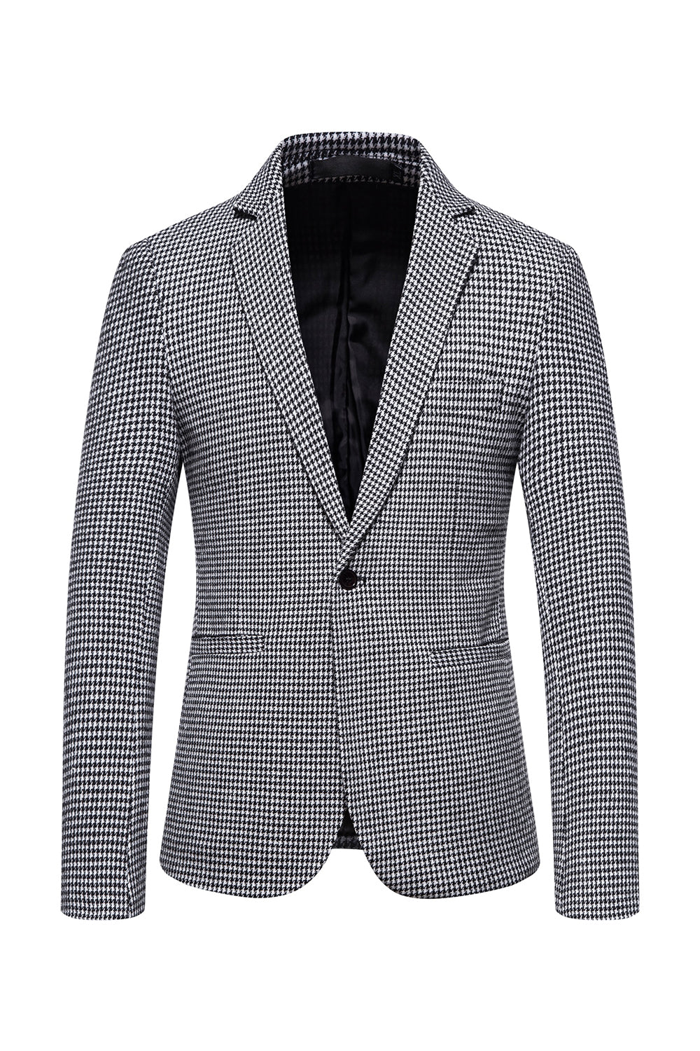 Khaki Plaid One-Button Men's Blazer