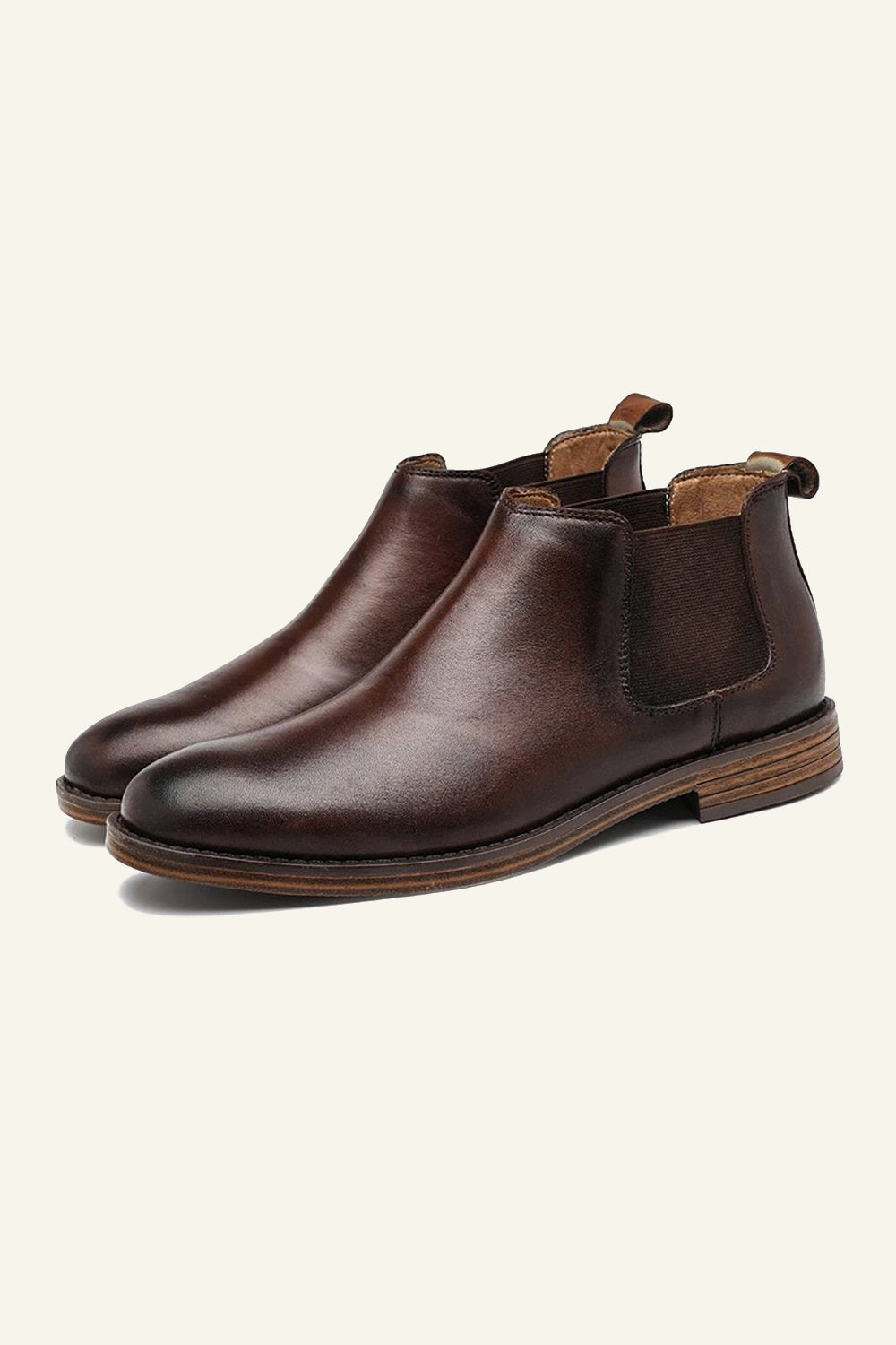Chaussures Montantes Décontractées en Cuir Vintage Britannique pour Homme à Bout Rond