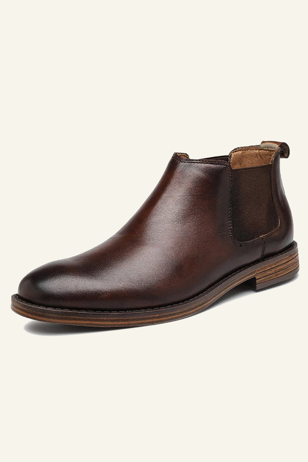 Chaussures Montantes Décontractées en Cuir Vintage Britannique pour Homme à Bout Rond