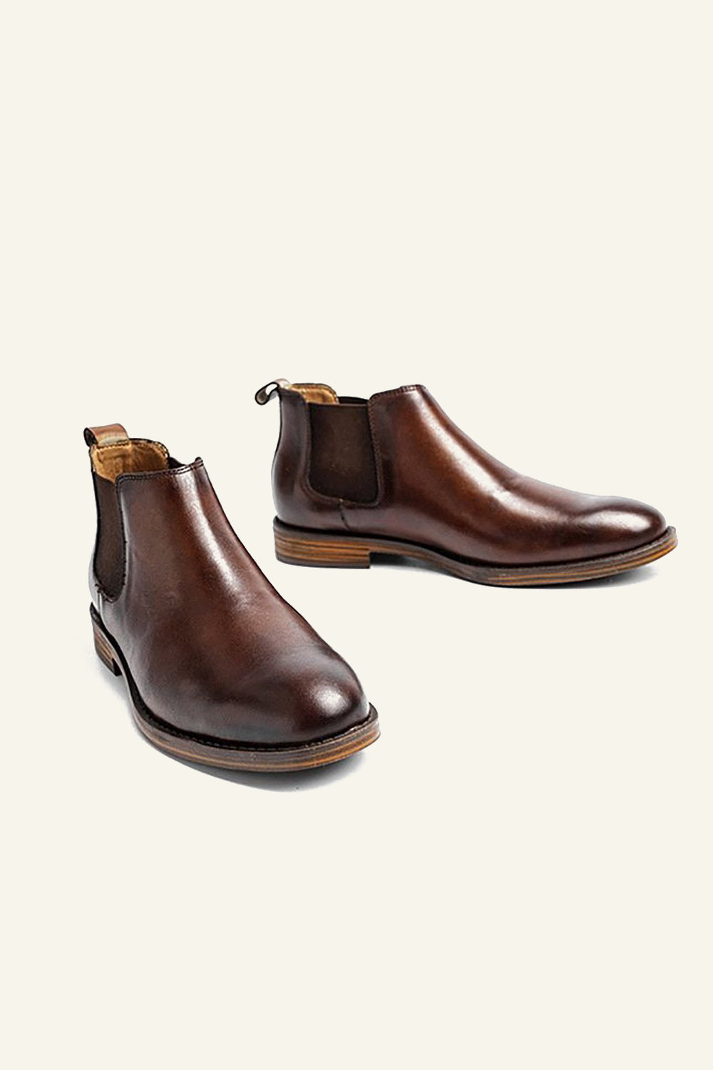 Chaussures Montantes Décontractées en Cuir Vintage Britannique pour Homme à Bout Rond