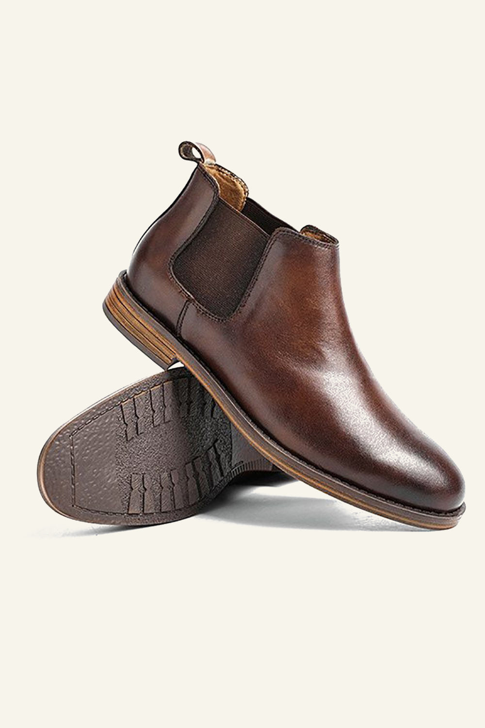Chaussures Montantes Décontractées en Cuir Vintage Britannique pour Homme à Bout Rond
