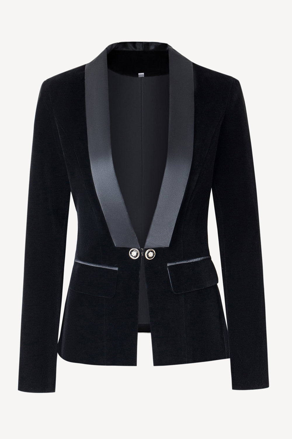 Blazer en velours noir à revers châle pour femme