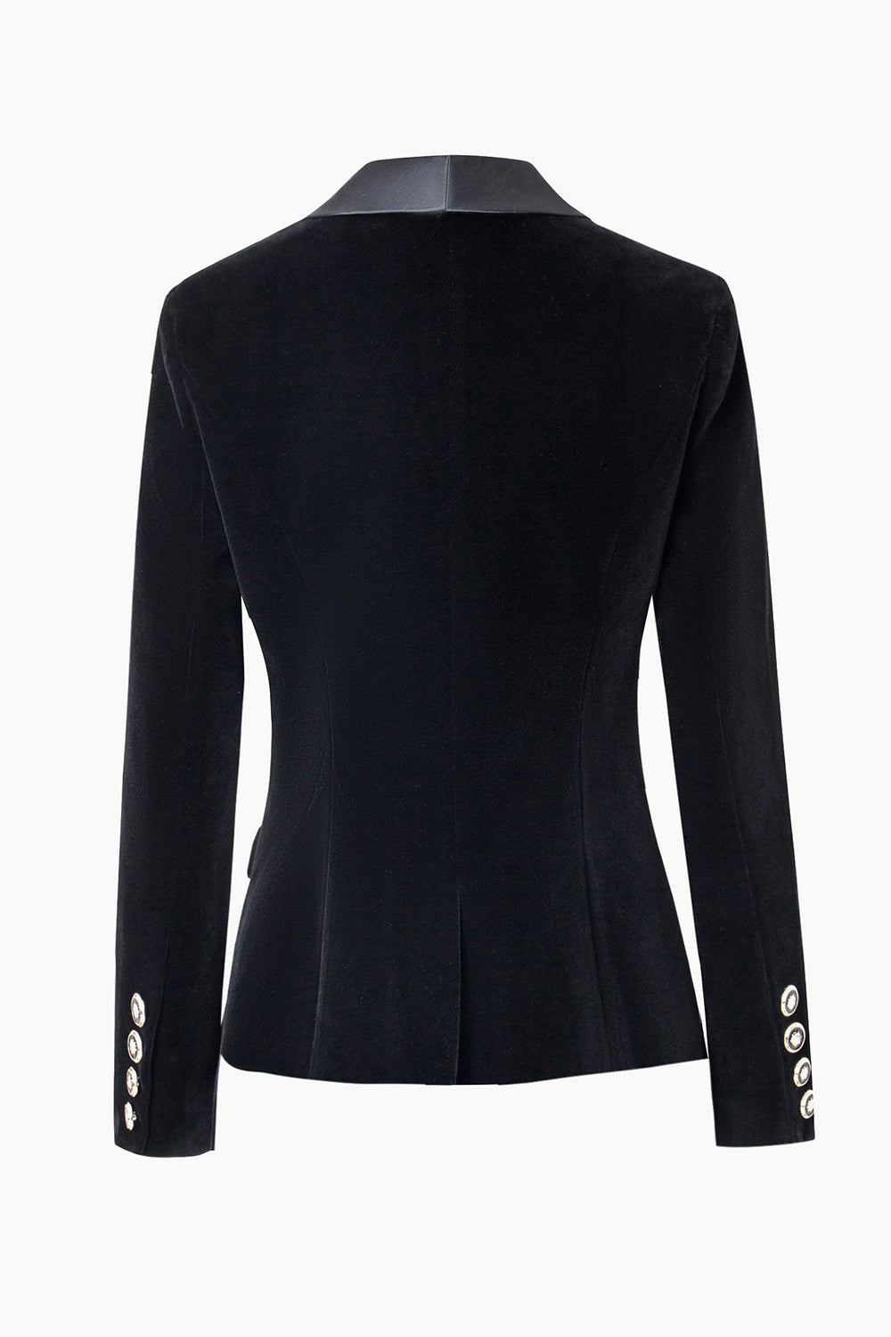 Blazer en velours noir à revers châle pour femme