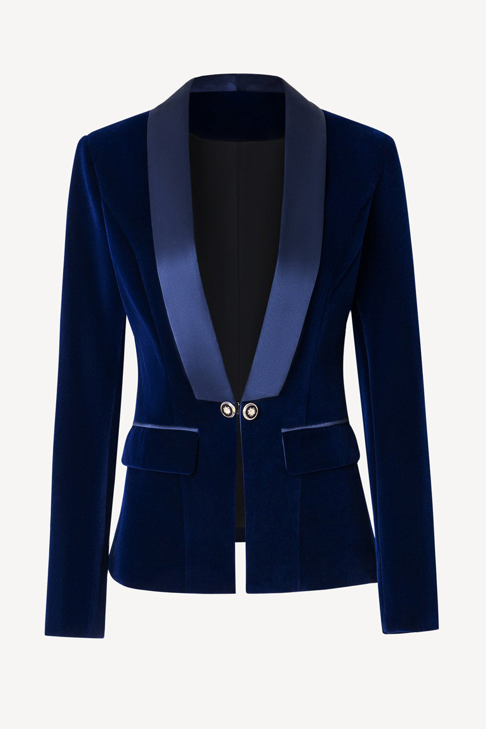 Blazer en velours noir à revers châle pour femme