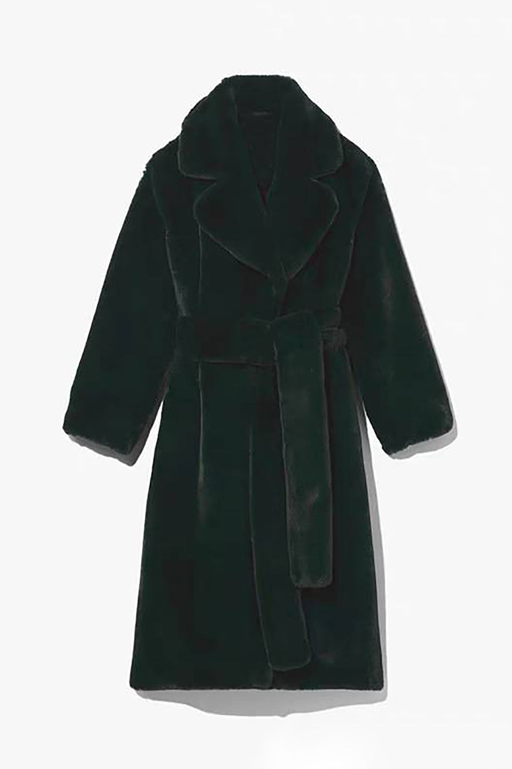 Manteau long ceinturé ouvert sur le devant en fausse fourrure et peau de mouton synthétique kaki