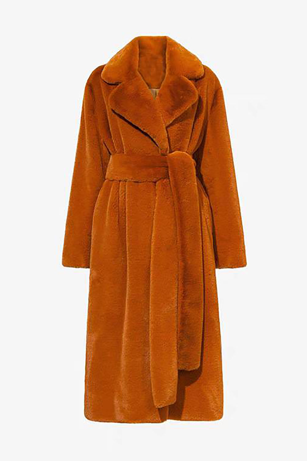 Manteau long ceinturé ouvert sur le devant en fausse fourrure et peau de mouton synthétique kaki