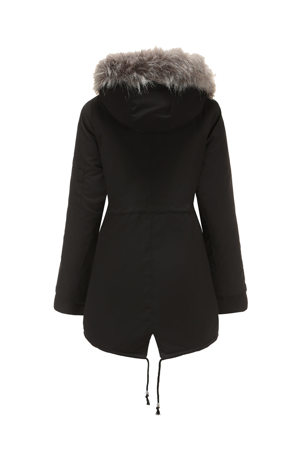 Manteau d'hiver mi-long à capuche en polaire chaude grande taille vert armée