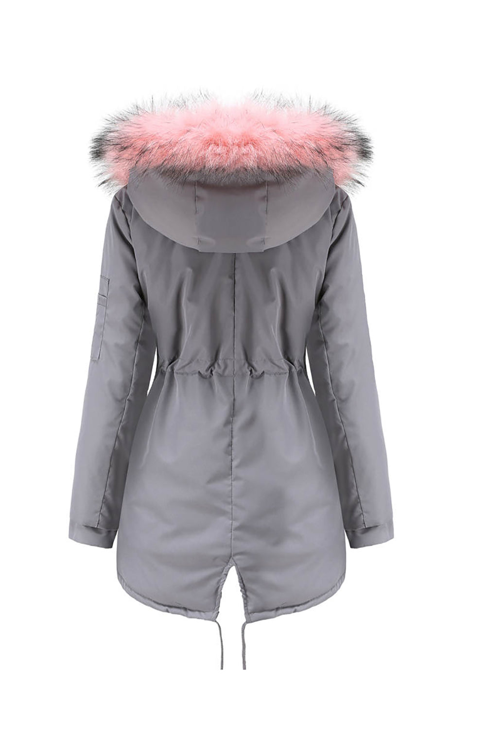 Manteau d'hiver mi-long à capuche en polaire chaude grande taille vert armée