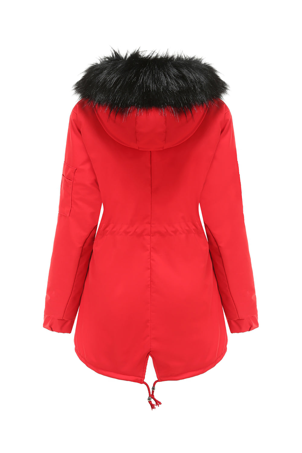 Manteau d'hiver mi-long à capuche en polaire chaude grande taille vert armée