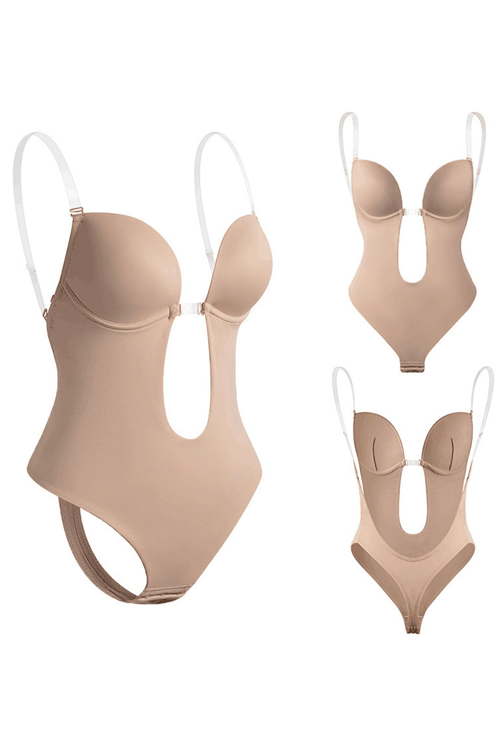 Body sculptant push-up gainant ventre plat noir ajouré