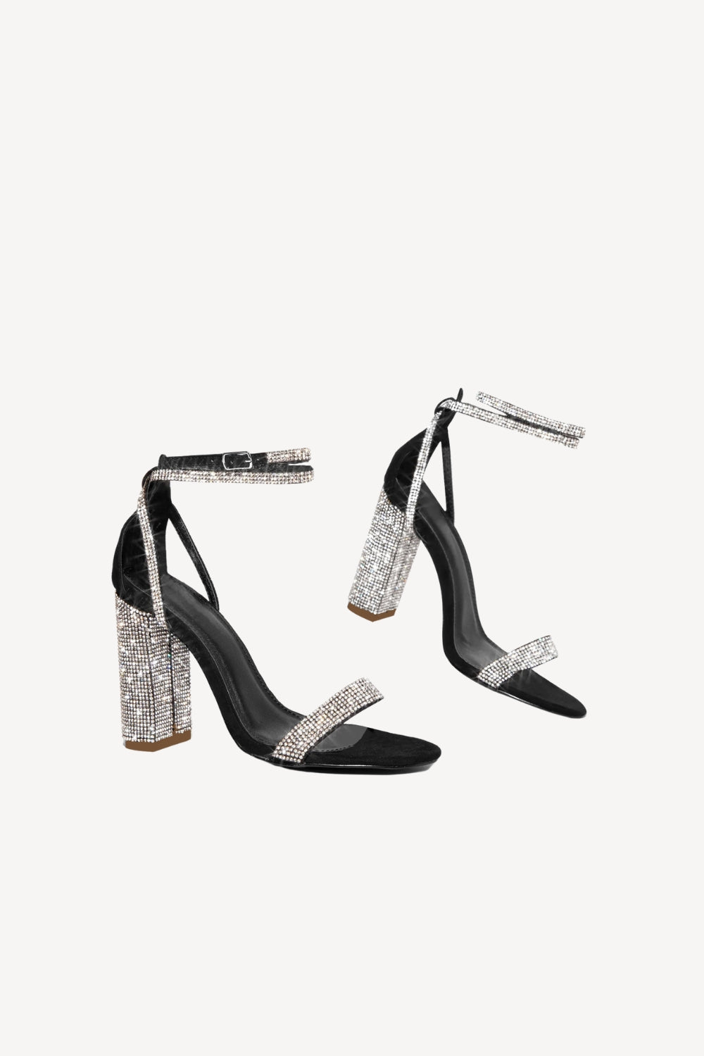 Sandales à talon épais avec strass et boucle unique