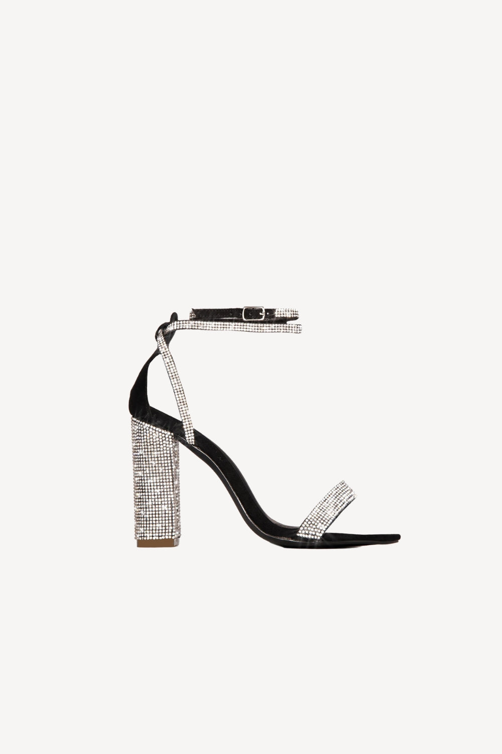 Sandales à talon épais avec strass et boucle unique