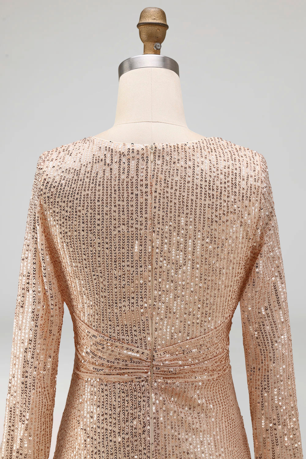 Robe de chœur trapèze bleu marine pailletée à col en V avec des sequins
