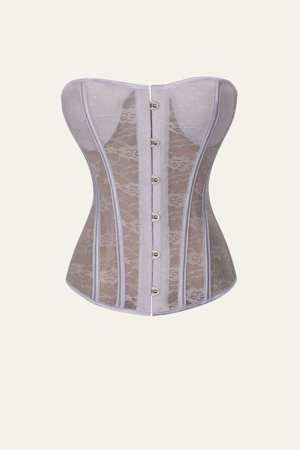Gaine-corset en dentelle à six fleurs en acier noir