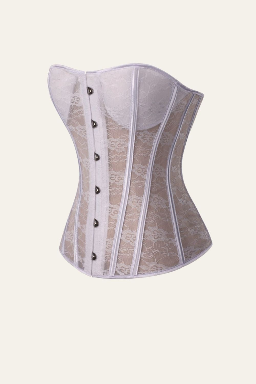 Gaine-corset en dentelle à six fleurs en acier noir