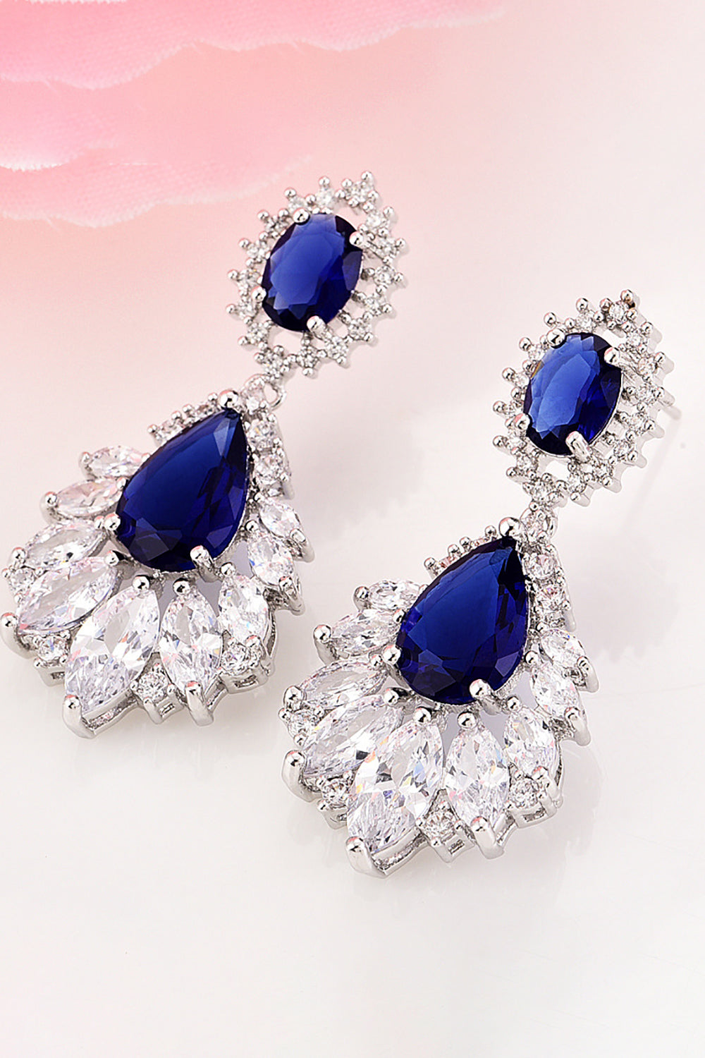 Boucles d'oreilles pendantes en goutte d'eau bleu roi, bijoux de fête, bal de promo