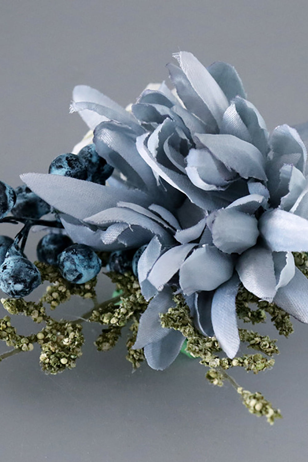 Lot de boutonnières et corsage de poignet gris et bleu pour bal de promo ou mariage