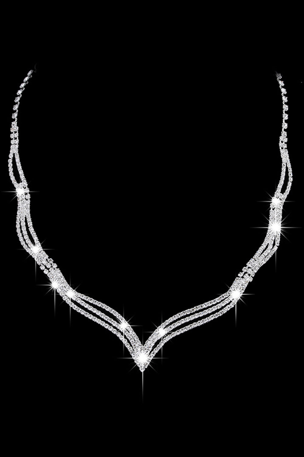 Ensemble de bijoux collier boucles d'oreilles cristal argenté