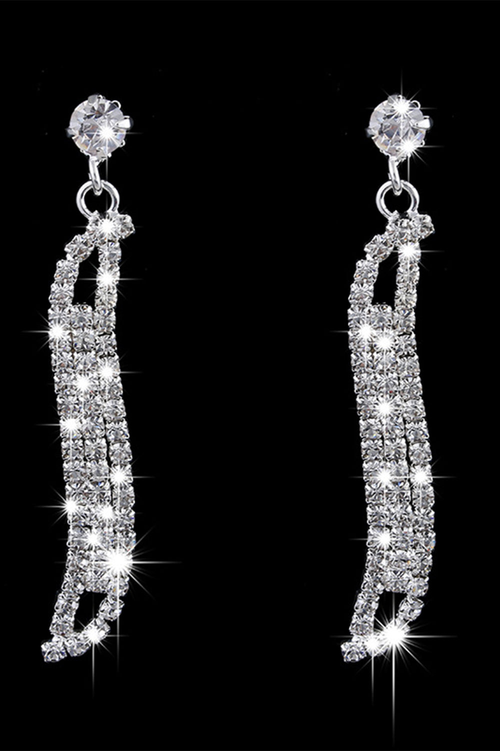 Ensemble de bijoux collier boucles d'oreilles cristal argenté