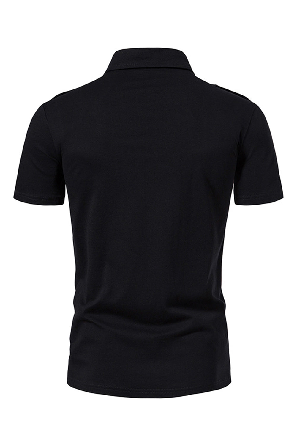 Black Slim Fit Short Sleeve Tops for Men