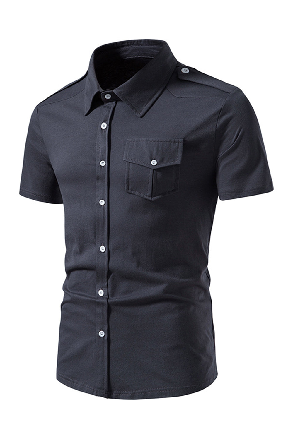 Black Slim Fit Short Sleeve Tops for Men