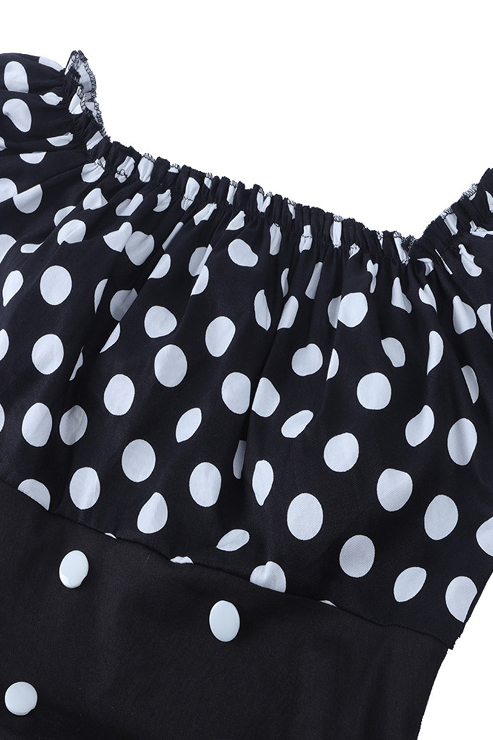 Robe Années 50 Épaules Dénudées à Pois