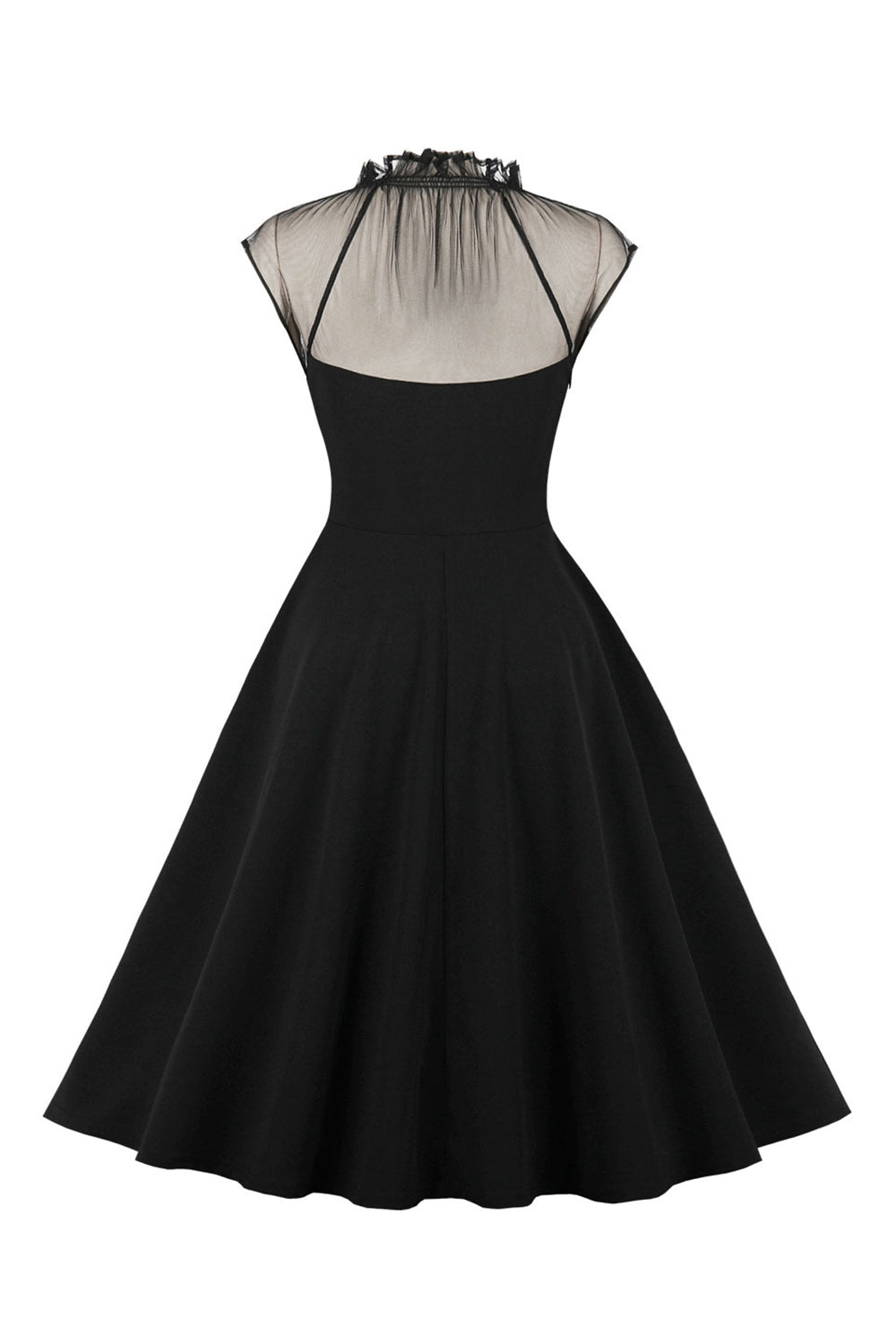 Black A-Line Vintage 1950s Dress with Buttons