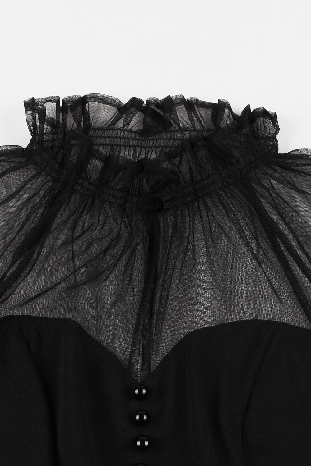 Black A-Line Vintage 1950s Dress with Buttons