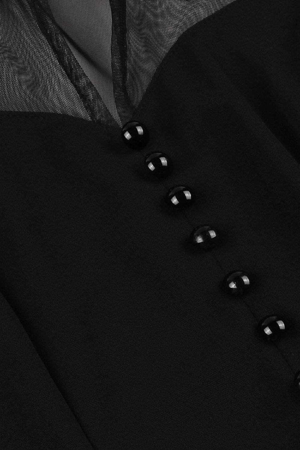 Black A-Line Vintage 1950s Dress with Buttons