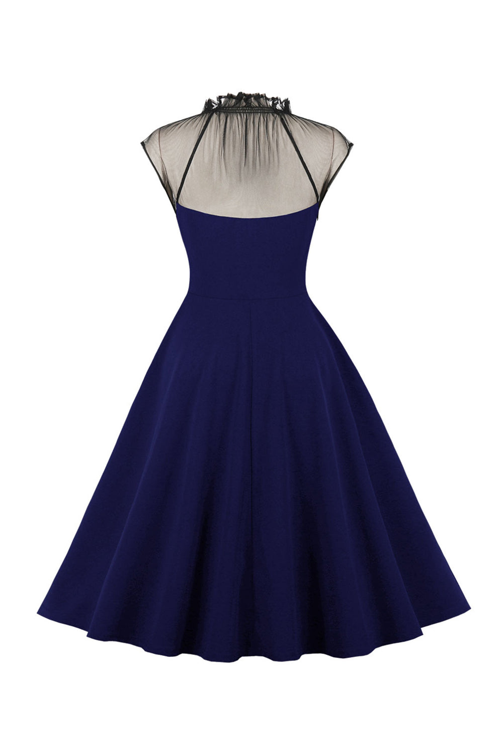 Black A-Line Vintage 1950s Dress with Buttons
