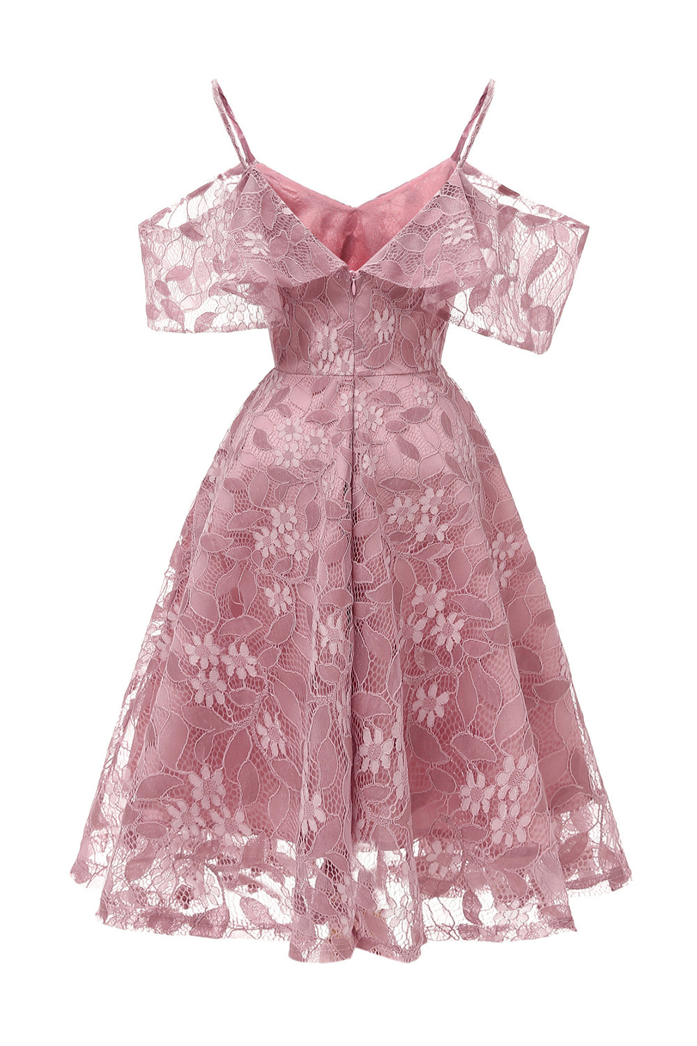 A Line Off the Shoulder Blush Lace Dress