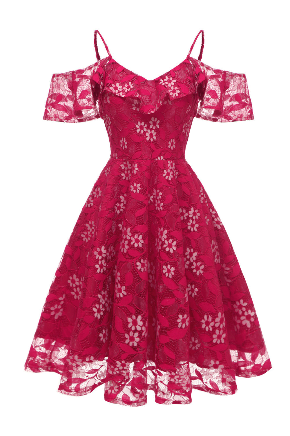 A Line Off the Shoulder Blush Lace Dress