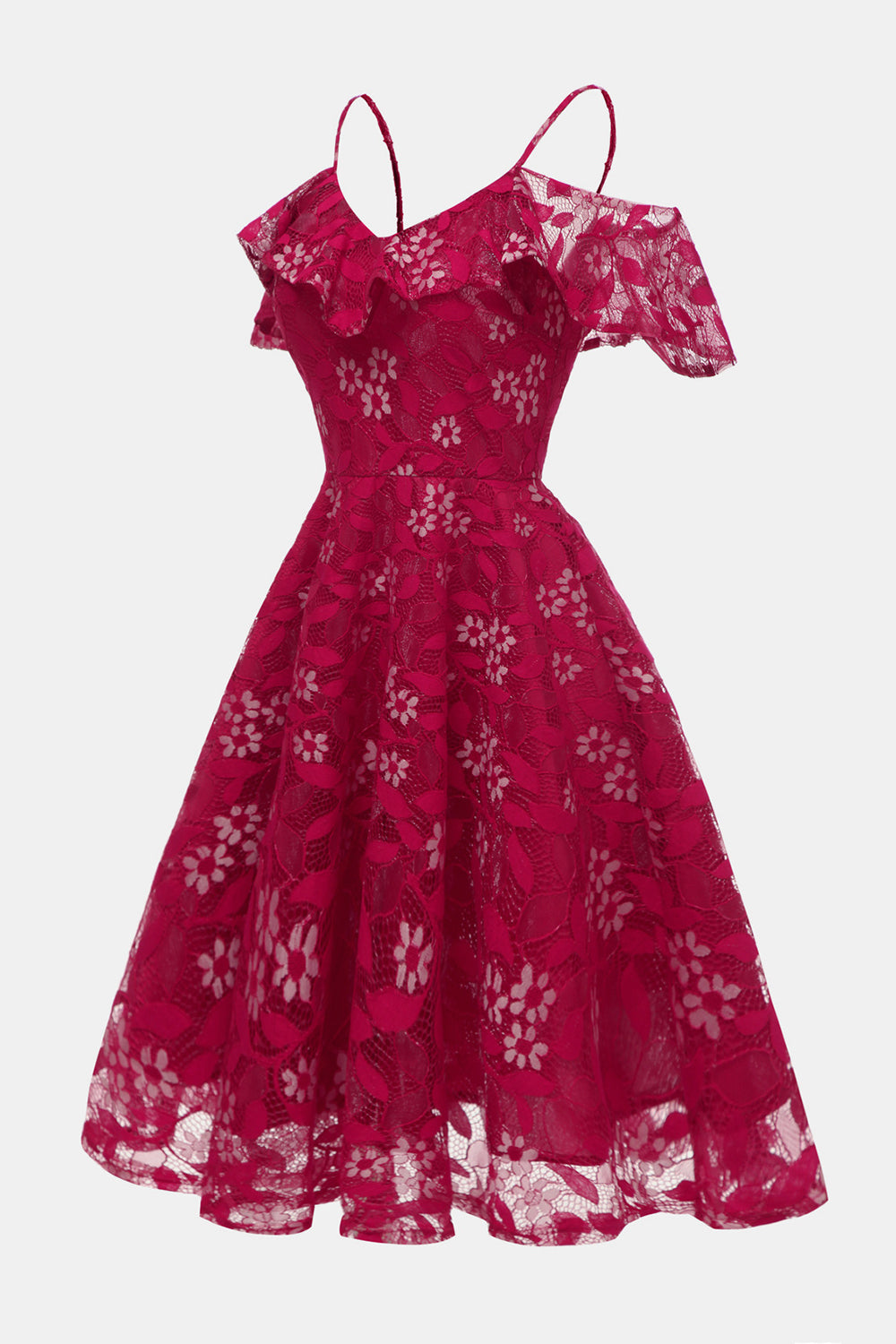 A Line Off the Shoulder Blush Lace Dress