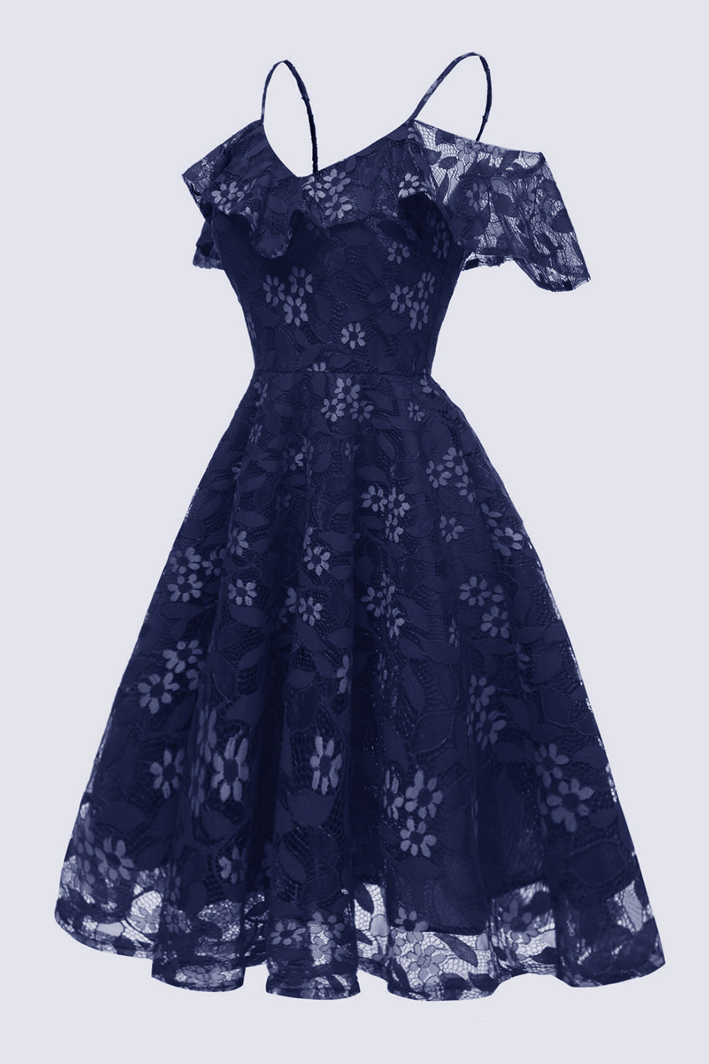 A Line Off the Shoulder Blush Lace Dress