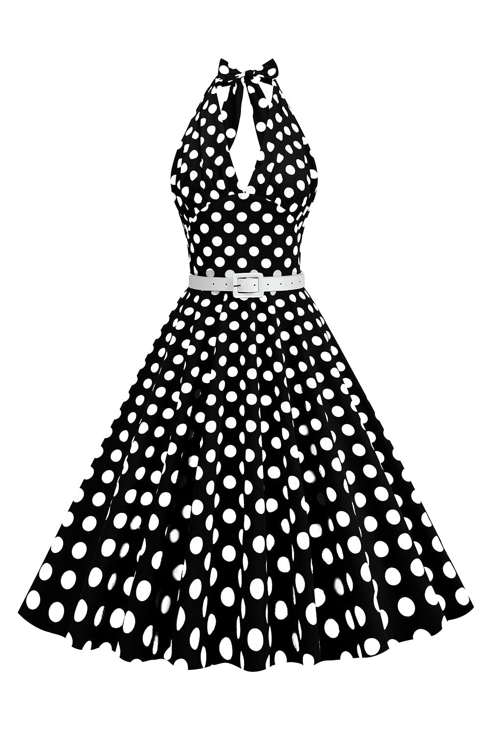 Robe style Hepburn à pois rouges, col licou, années 50