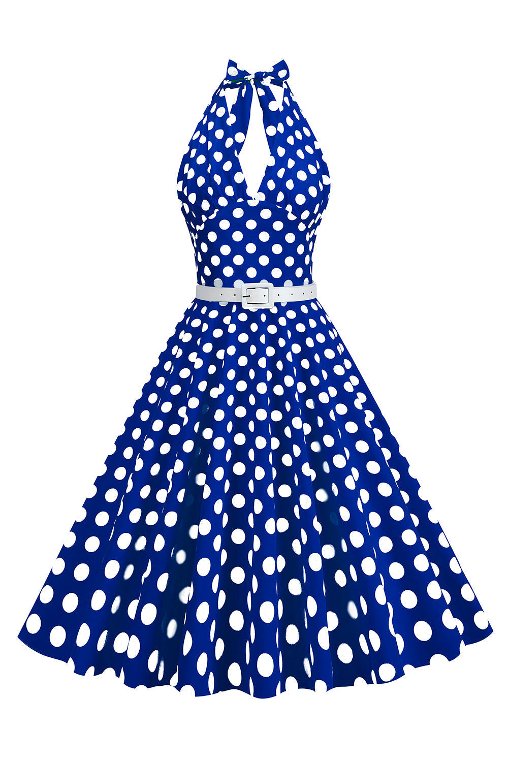 Robe style Hepburn à pois rouges, col licou, années 50