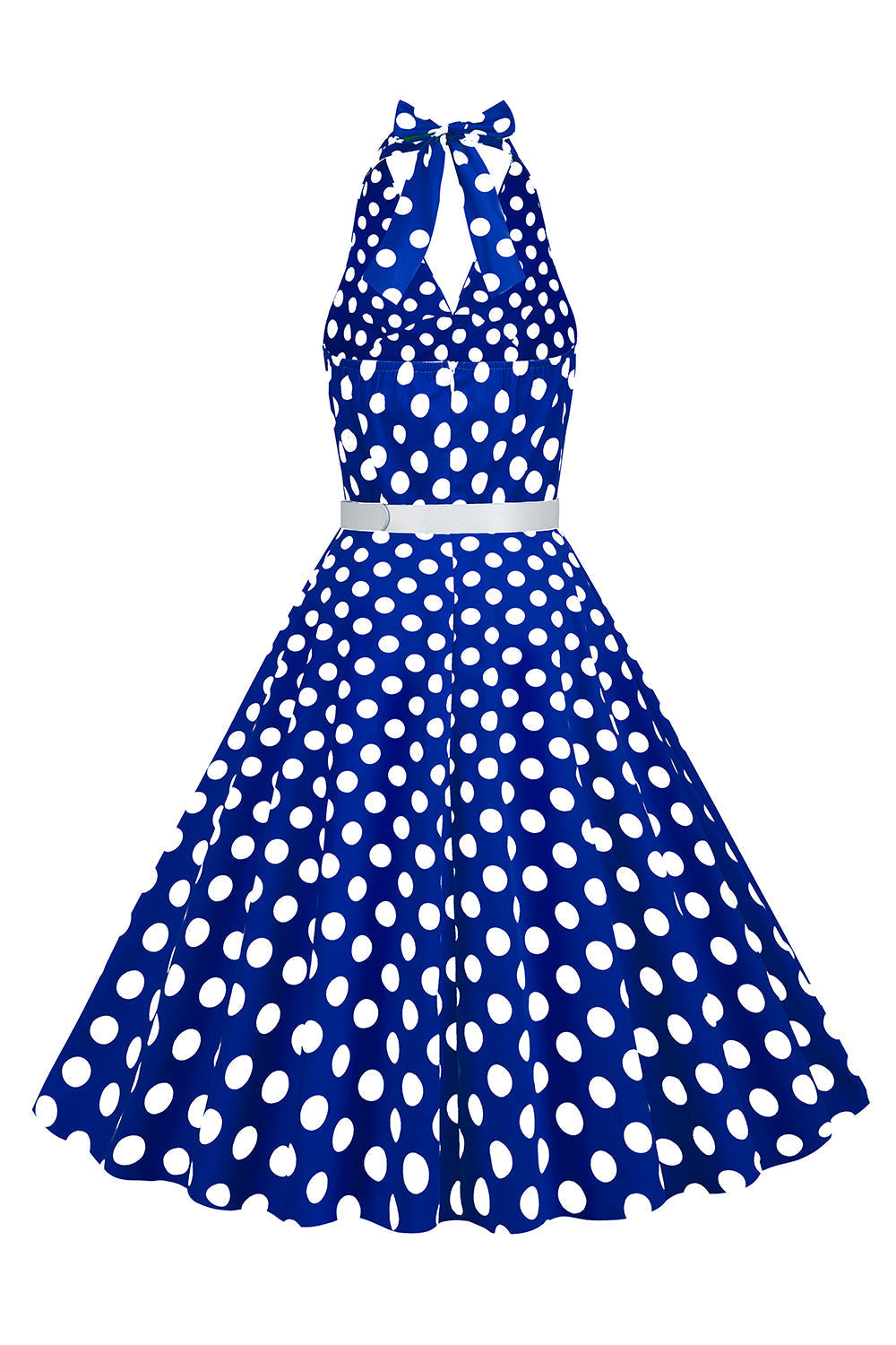 Robe style Hepburn à pois rouges, col licou, années 50
