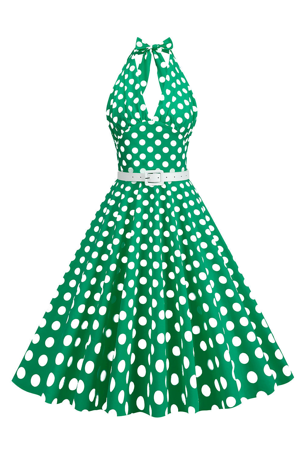 Robe style Hepburn à pois rouges, col licou, années 50