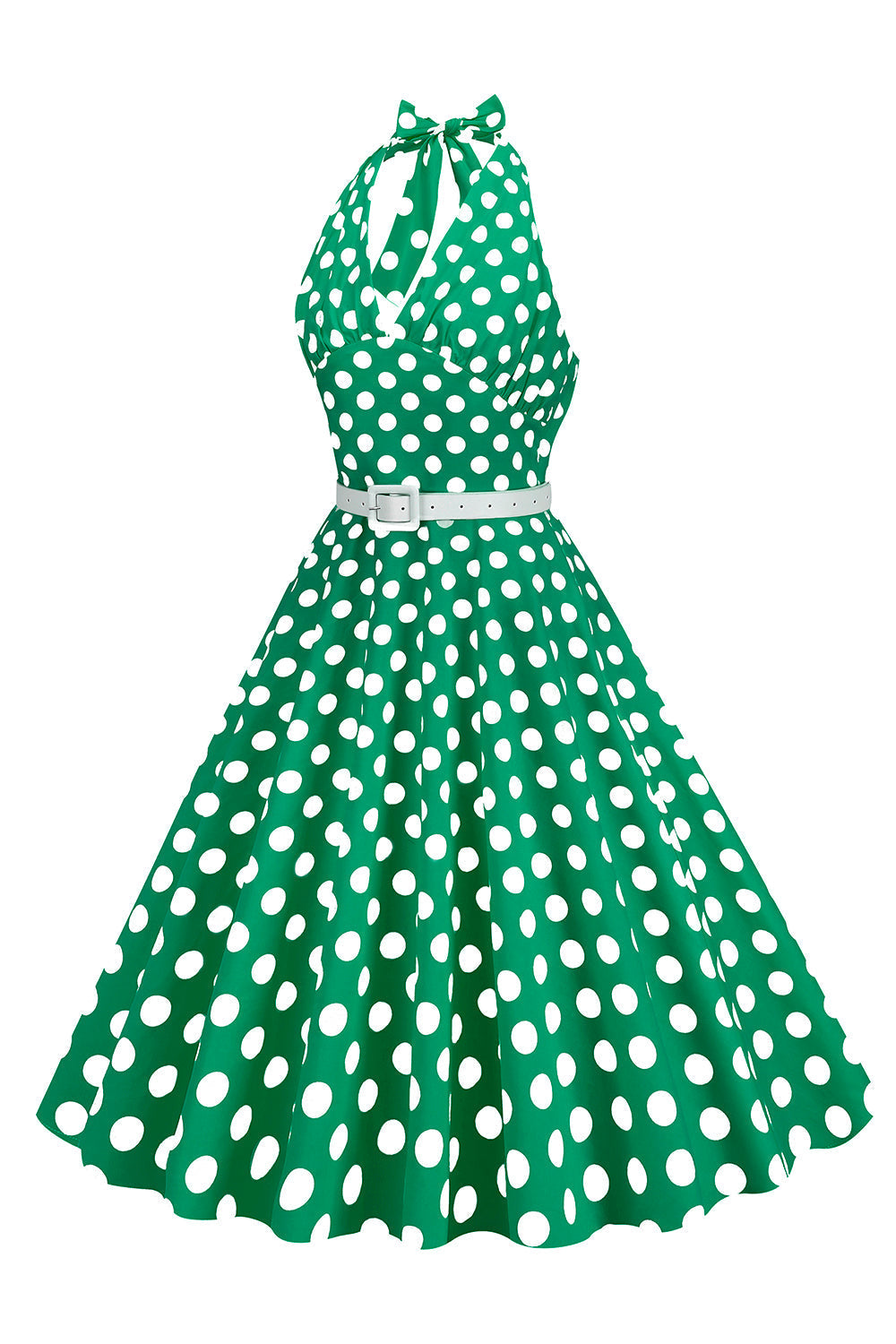 Robe style Hepburn à pois rouges, col licou, années 50